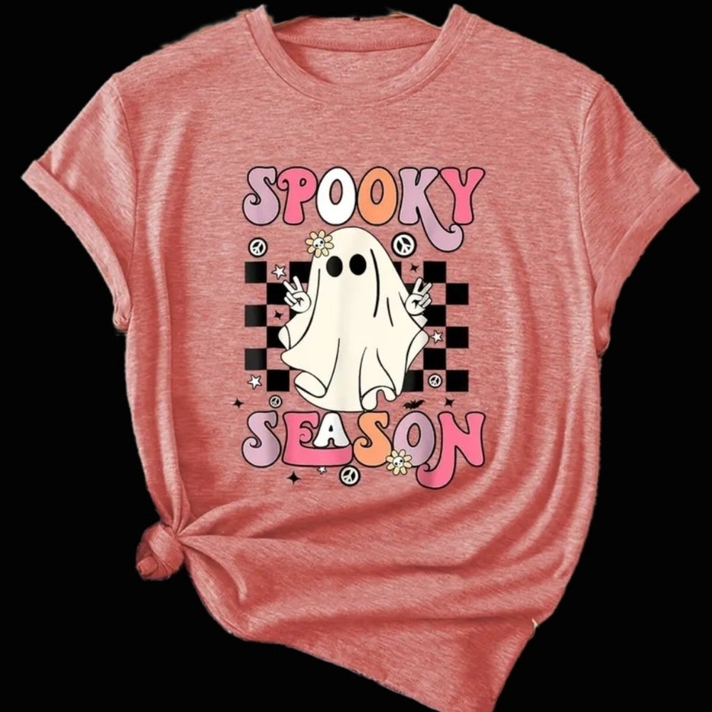 Halloween Hippie Ghost Spooky Season Shirt XXL with Matching Earrings